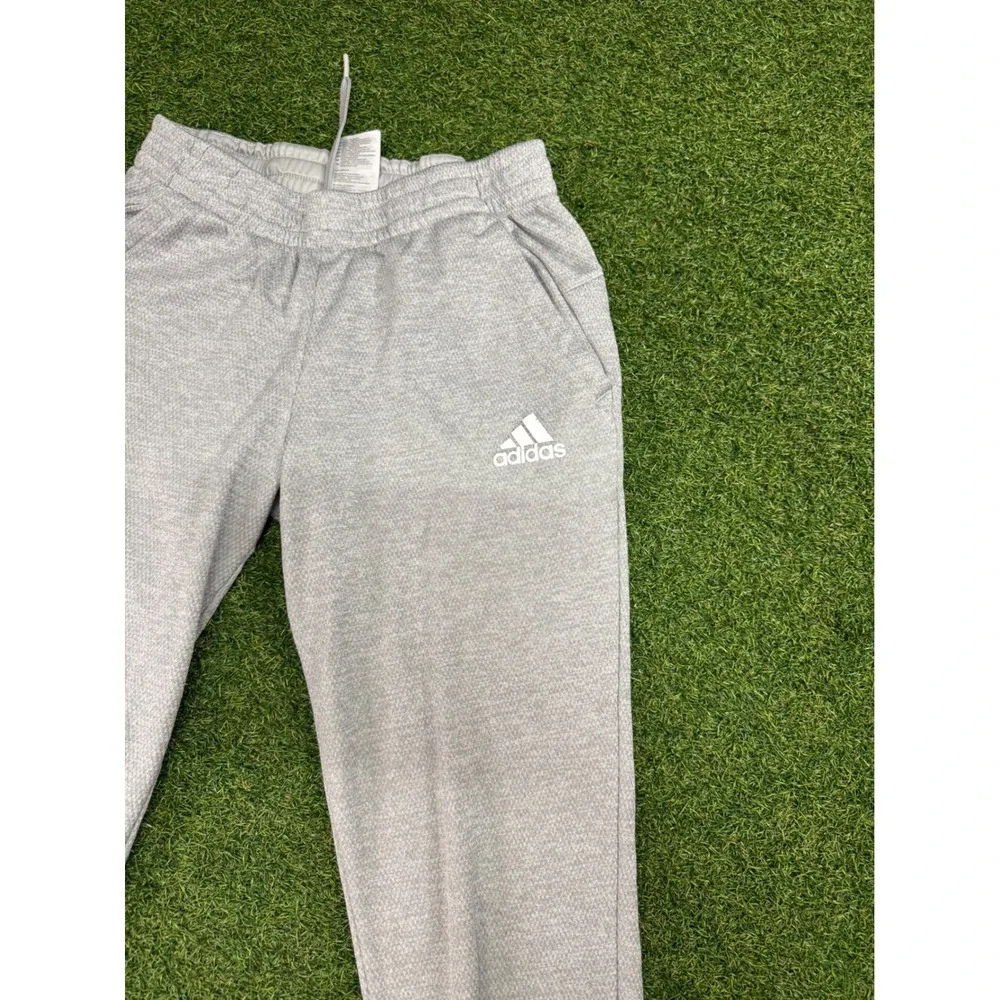 Adidas Mens S Heather Gray Textured Knit Joggers‎ Ankle Zip Sweatpants Small